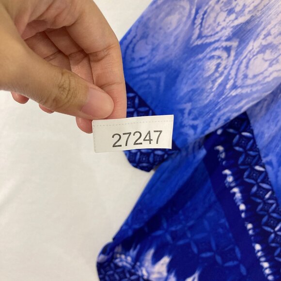 Nygard Top size XL Blue Abstract Boho Embellished Stretch 3/4 Sleeve Casual - Picture 10 of 10